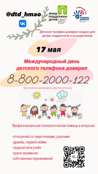 17 мая – Международный день детского телефона доверия..